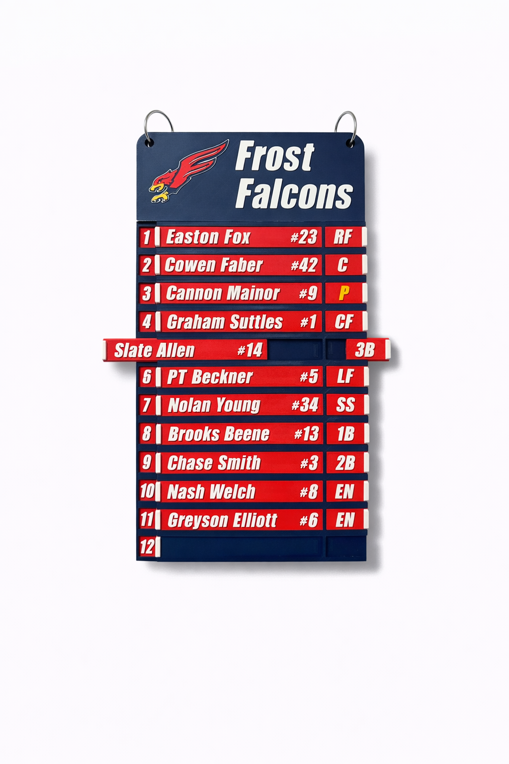 Custom Dugout Lineup Chart